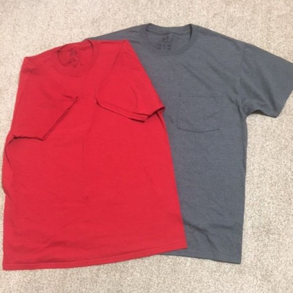 Men's Fruit of the Loom T-Shirts Size M (Lot of 2) Red and Gray - Picture 1 of 3